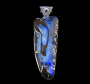 'Dreamtime' - Very Large Opal, Sapphire & Diamond Silver & Gold Pendant image 2
