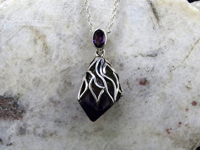 Bolivian Amethyst with African Amethyst Sterling Silver Pendant image 0