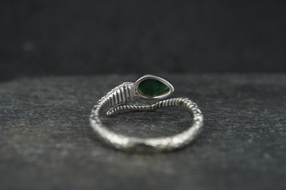 Malachite Sterling Silver Adjustable Serpent Ring image 4