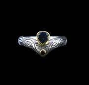 Isle of Lewis Sapphire & Elie Ruby in 18ct Scottish Gold & Sterling Silver Ring image 0