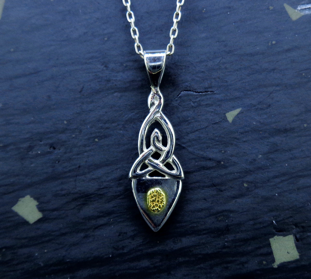 Gold Nugget Sterling Silver Celtic Arrow Pendant image 0