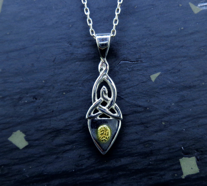 Gold Nugget Sterling Silver Celtic Arrow Pendant image 0