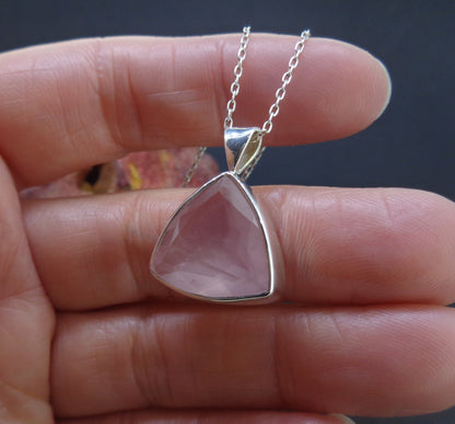 Faceted Rose Quartz Sterling Silver Pendant image 2
