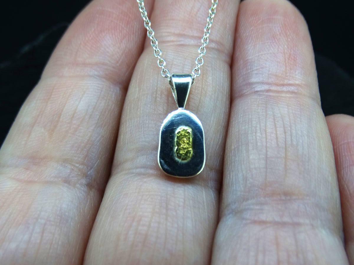 Gold Nugget Sterling Silver Pendant - 15x11mm image 1
