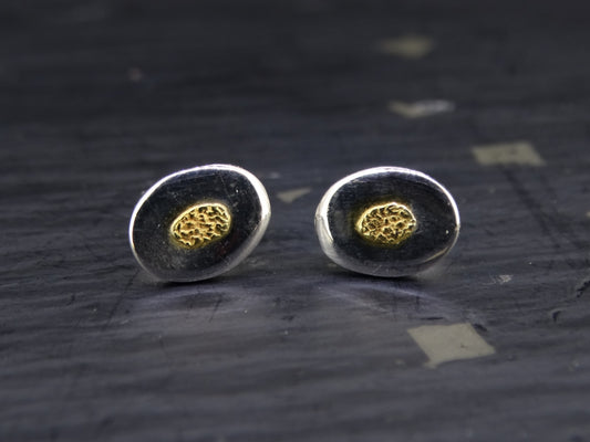 Gold Nugget Sterling Silver Stud Earrings image 0