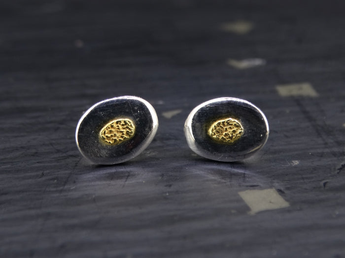 Gold Nugget Sterling Silver Stud Earrings image 0