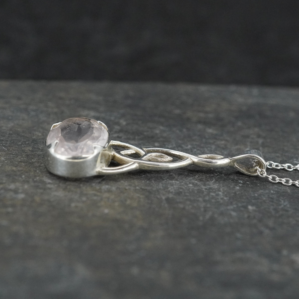 Rose Quartz Sterling Silver Celtic Knot Pendant image 3