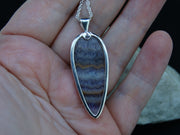 Swiss Amethyst Agate Banded Sterling Silver Pendant image 4