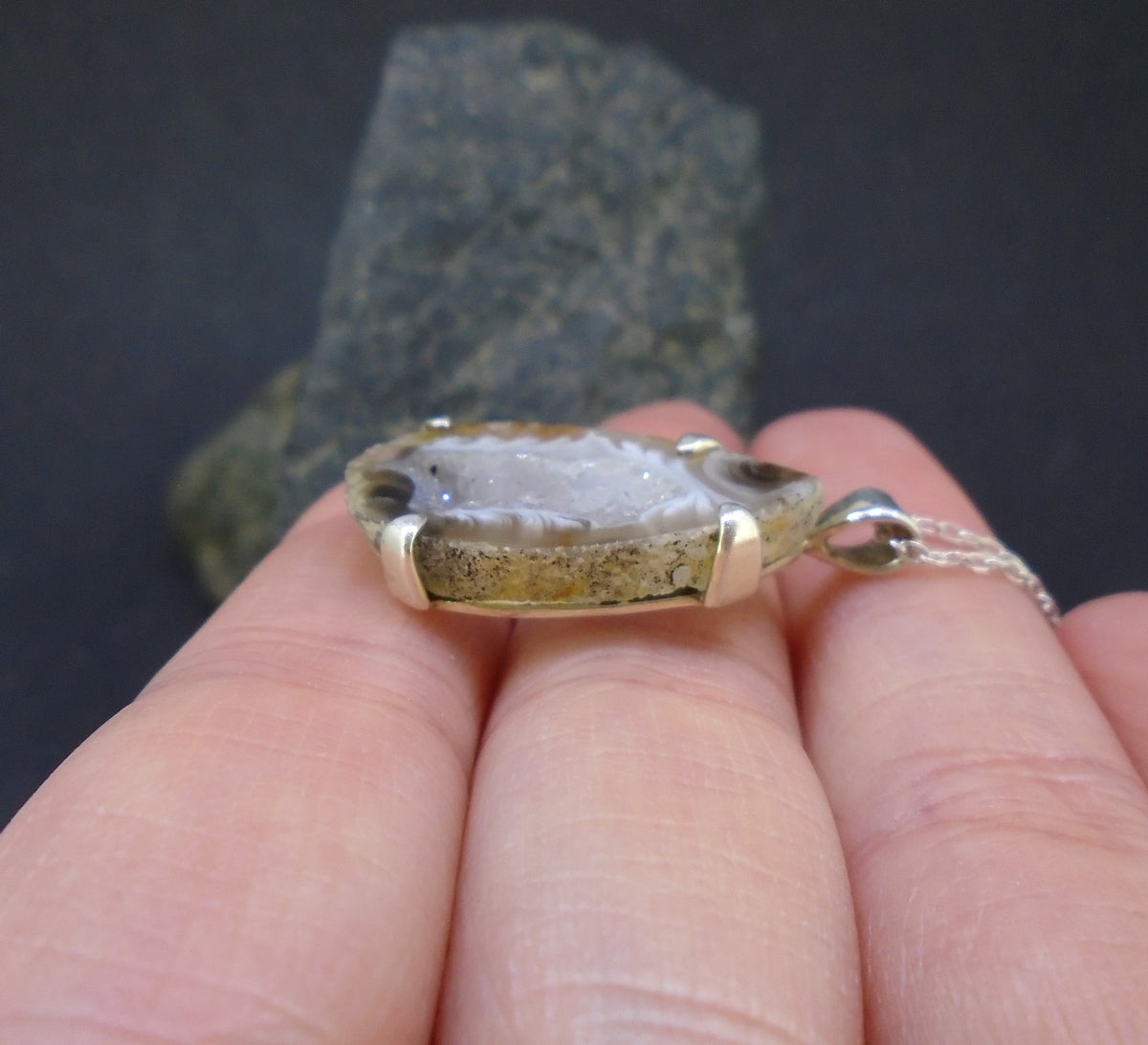 Botswana 'Druzy' Agate Sterling Silver Pendant image 4