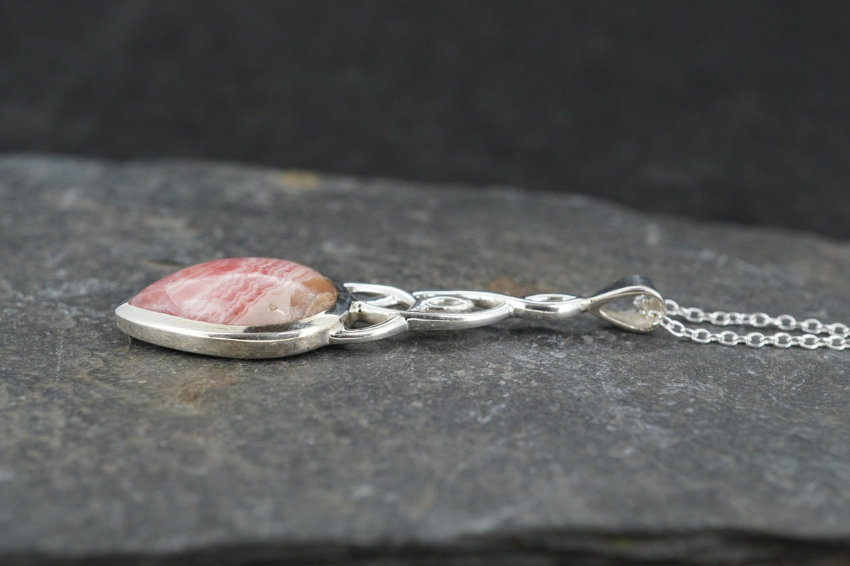 Rhodochrosite Sterling Silver Celtic Pendant image 3