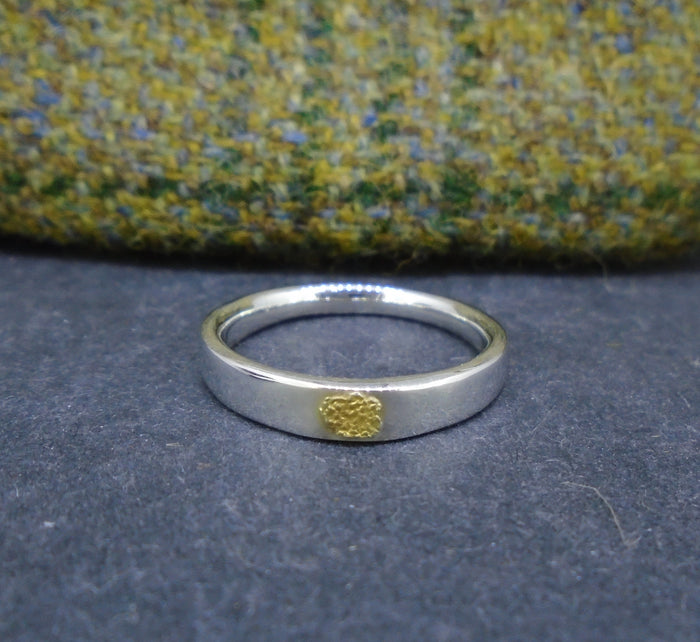 'Hers' Gold Nugget Sterling Silver Wedding Ring image 0