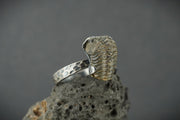 Trilobite Hammered Sterling Silver Adjustable Ring