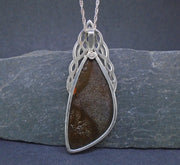 Boulder Opal  & Sapphire Sterling Silver Celtic Pendant