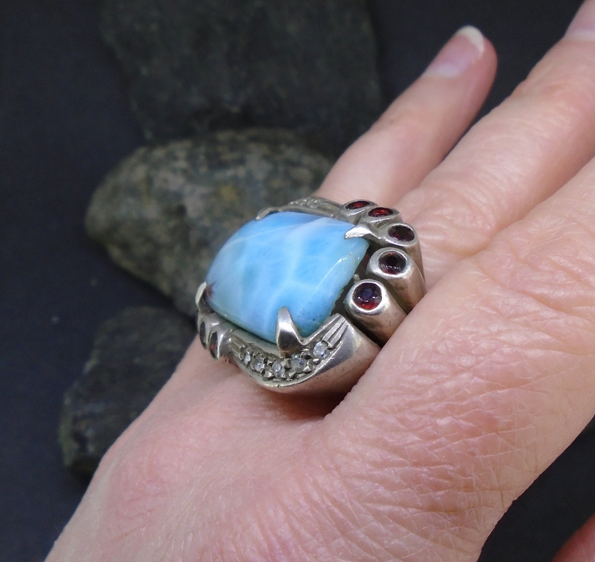 'Siren Song' Larimar Sterling Silver Statement Ring