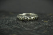 Scottish Sapphire Textured Ring with Scottish Gold