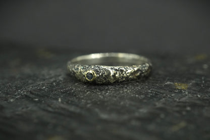Scottish Sapphire Textured Ring with Scottish Gold