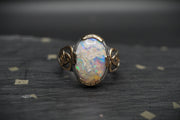 Australian Black Opal Ring with 18ct Gold & Sterling Silver