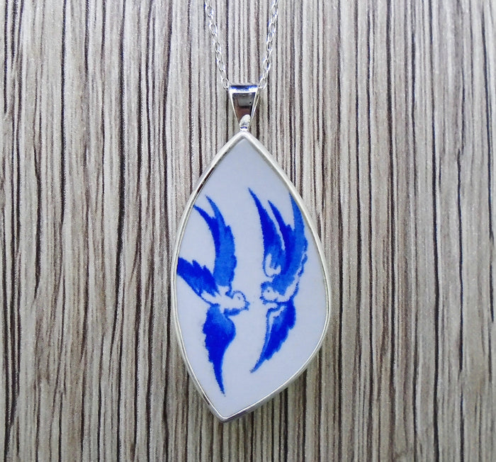 Old Willow Doves Sterling Silver Pendant