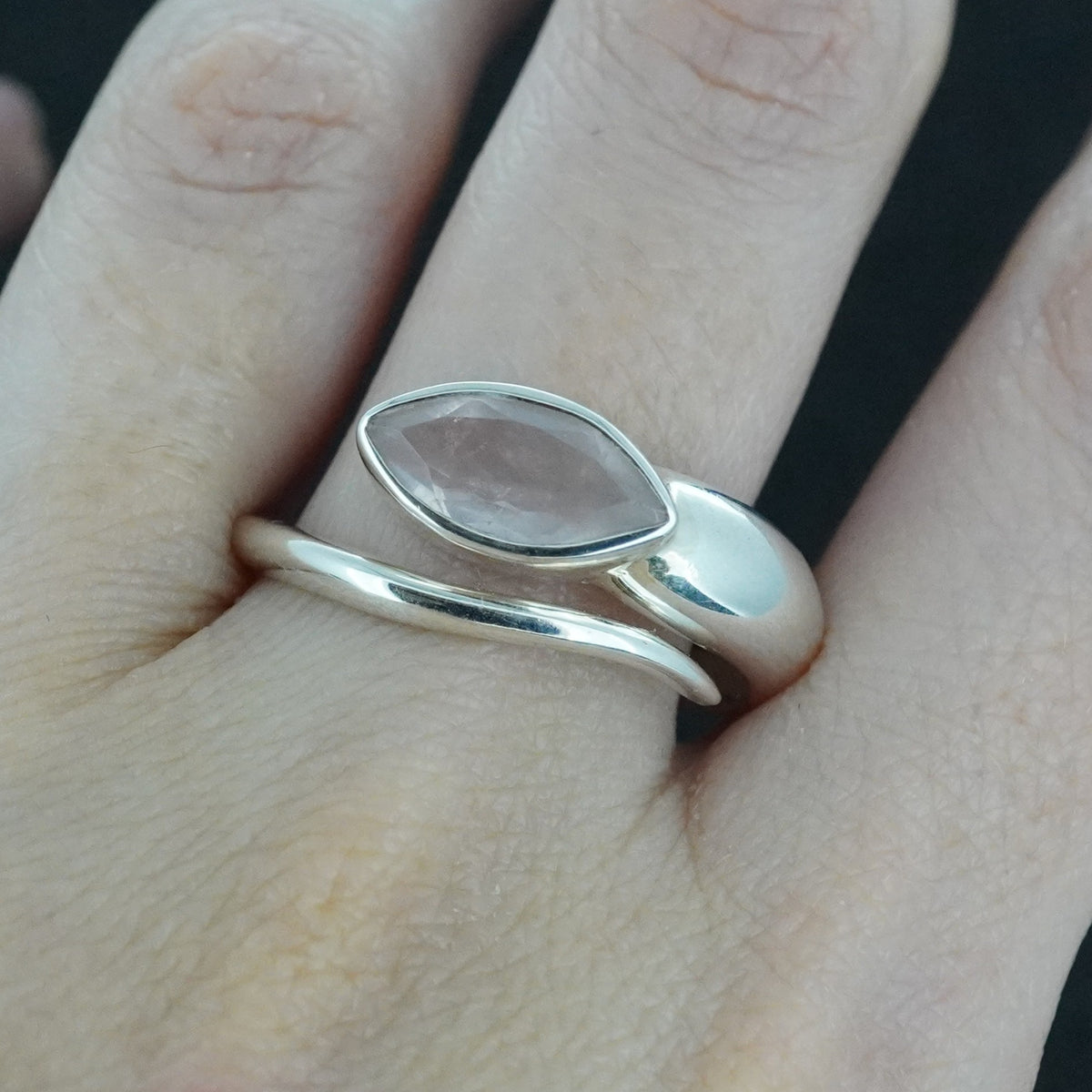 Rose Quartz Sterling Silver Wrap Snake Ring