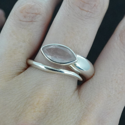 Rose Quartz Sterling Silver Wrap Snake Ring