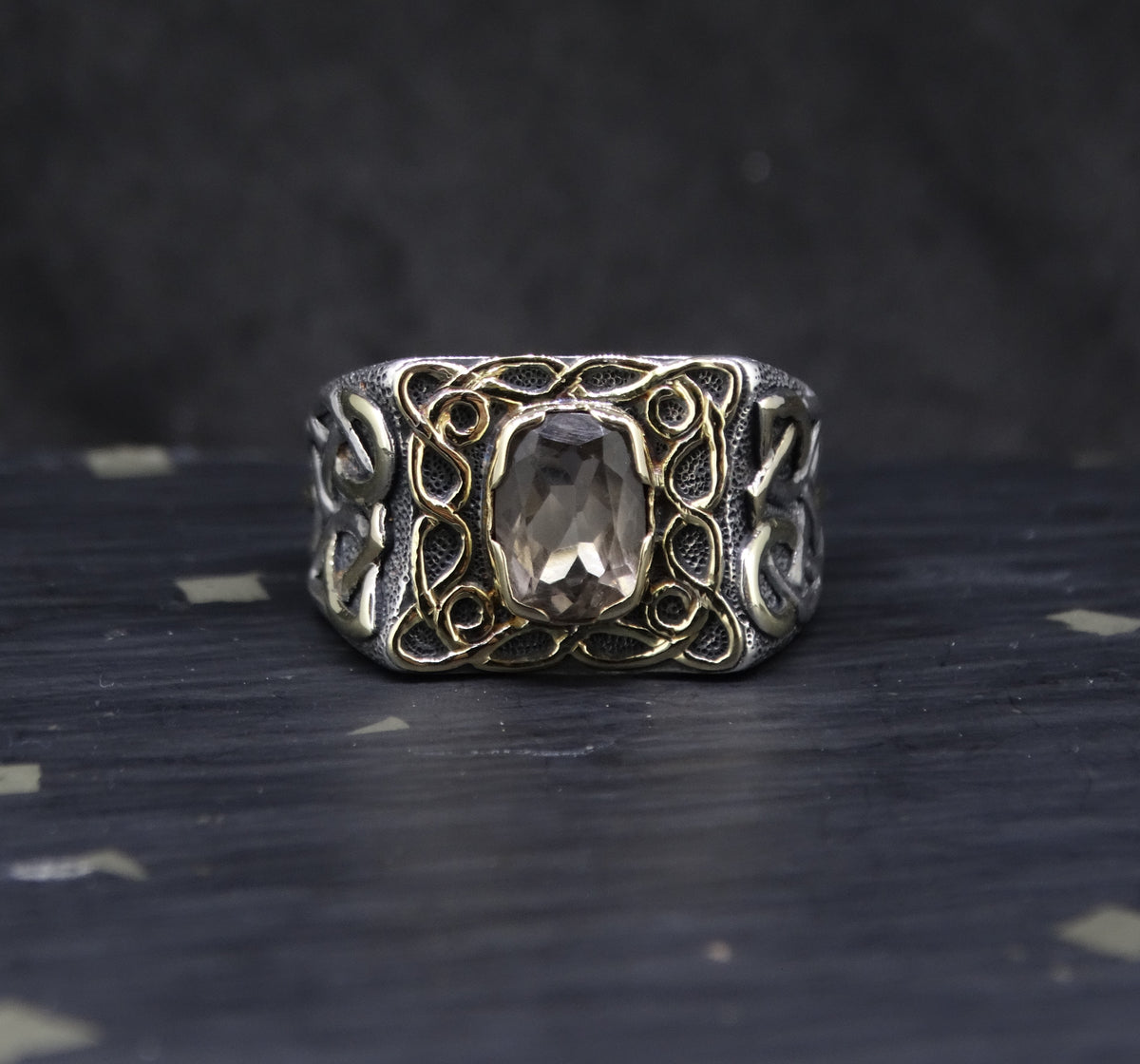 'Mabon' Perthshire Smoky Quartz in a Scottish Gold & Sterling Sil