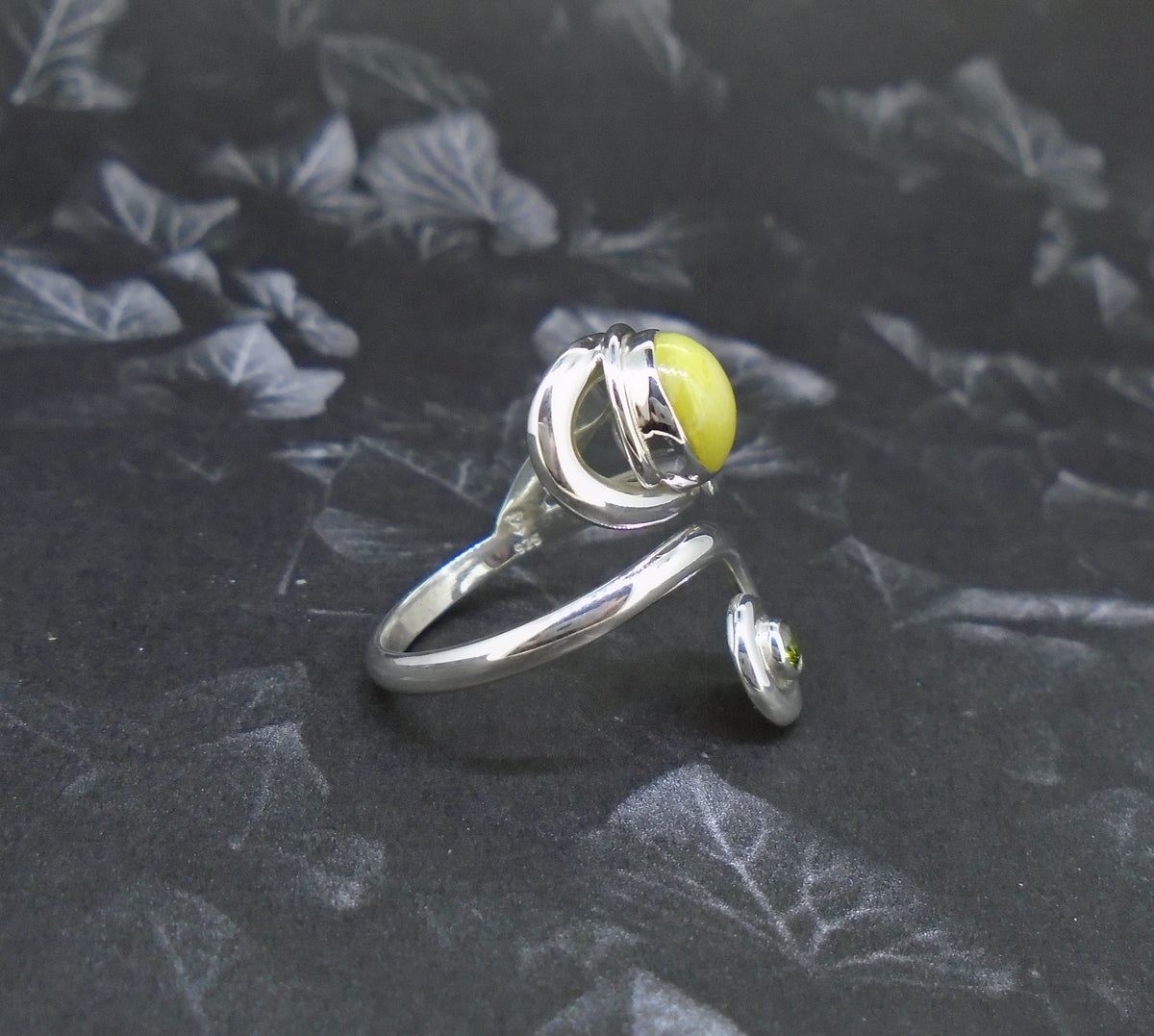 Highland Marble & Peridot Sterling Silver Ring