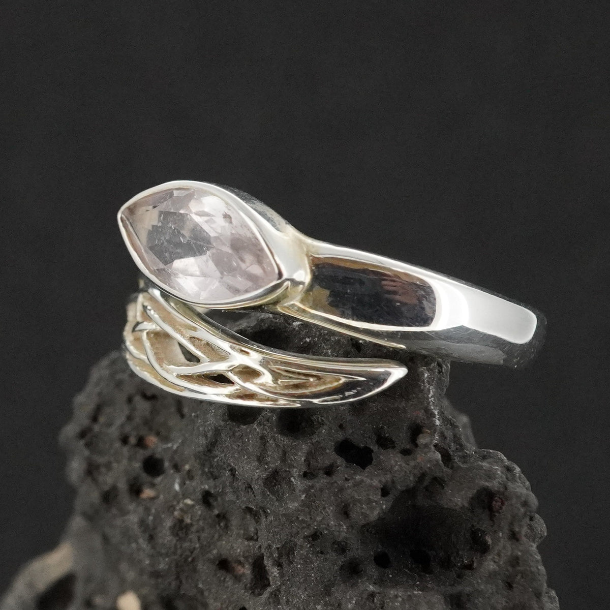 Rose Quartz Sterling Silver Celtic Wrap Ring
