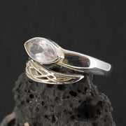 Rose Quartz Sterling Silver Celtic Wrap Ring
