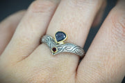 Scottish Sapphire & Elie Ruby Ring with Scottish Gold & Sterling Silver