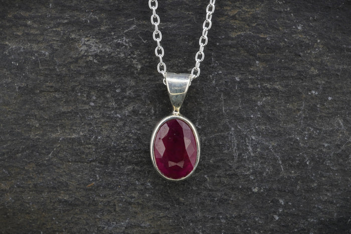 Petite Ruby Sterling Silver Pendant