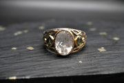 Herkimer 'Diamond', Moldavite & Diamond Ring with 18ct Gold & Sterling Silver