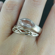 Rose Quartz Sterling Silver Celtic Wrap Ring