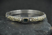 Scottish Sapphire & Diamonds with Scottish Gold, Sterling Silver Bracelet