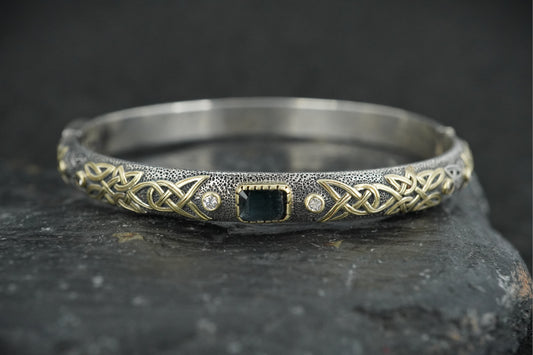 Scottish Sapphire & Diamonds with Scottish Gold, Sterling Silver Bracelet