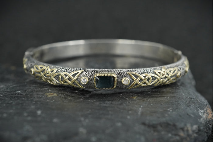 Scottish Sapphire & Diamonds with Scottish Gold, Sterling Silver Bracelet