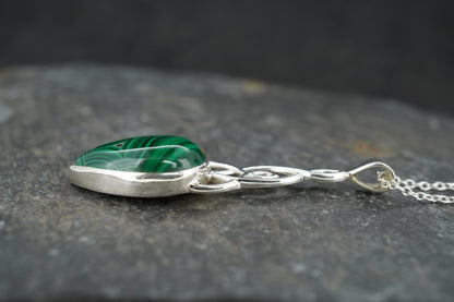 Malachite Sterling Silver Celtic Pendant