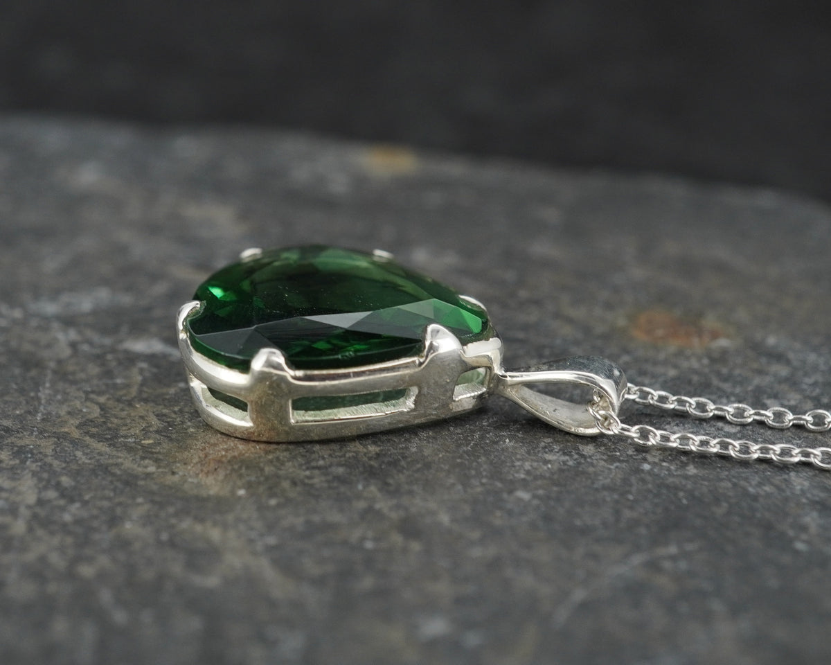 Faceted Edinburgh Sea Glass Sterling Silver Claw Set Pendant