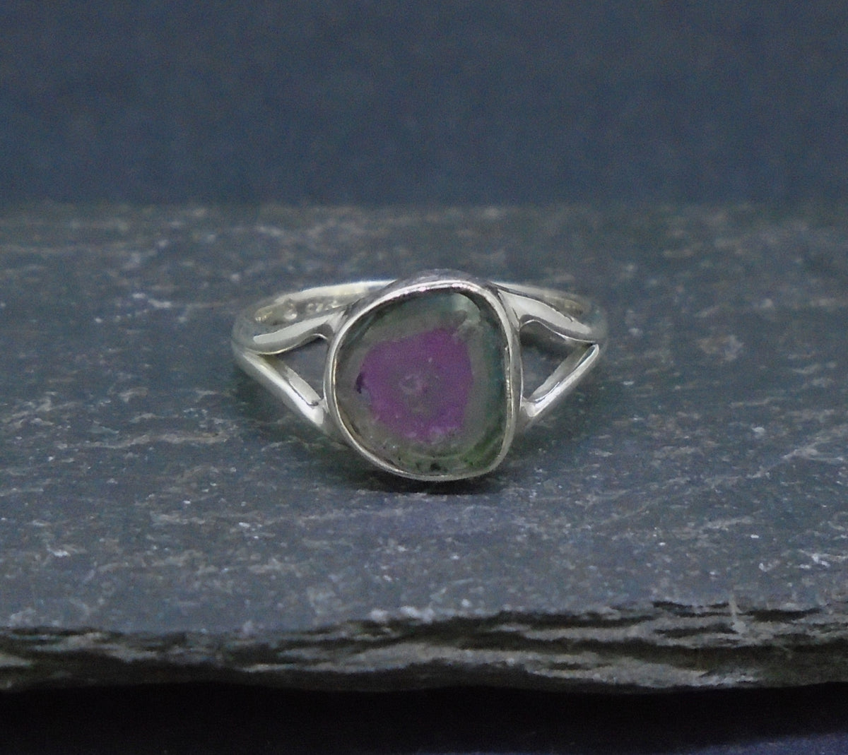 Watermelon Tourmaline Sterling Silver Ring