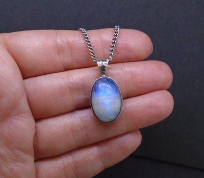 Blue Moonstone Sterling Silver Pendant