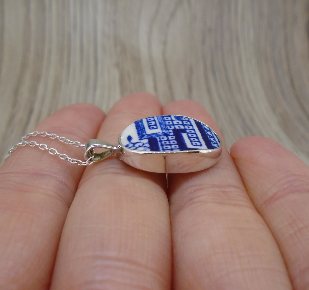 Old Willow 'Geometric' Sterling Silver Oval Pendant