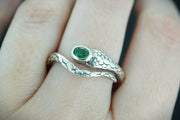 Emerald Sterling Silver Serpent Ring