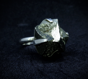 Glittering Iron Pyrite Sterling Silver Ring