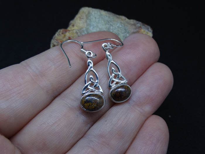 Scottish Red Jasper Sterling Silver Celtic Earrings