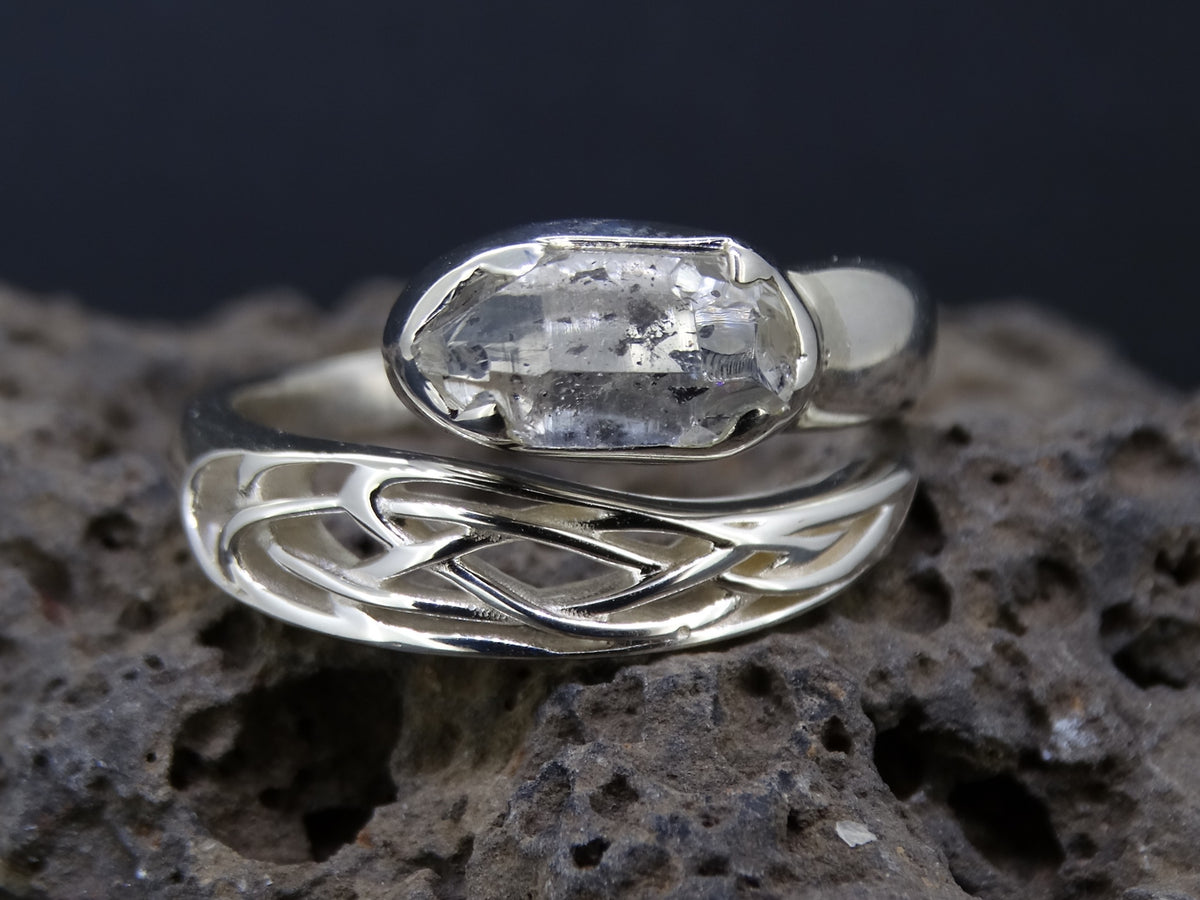 Herkimer Diamond Sterling Silver Celtic Snake Ring