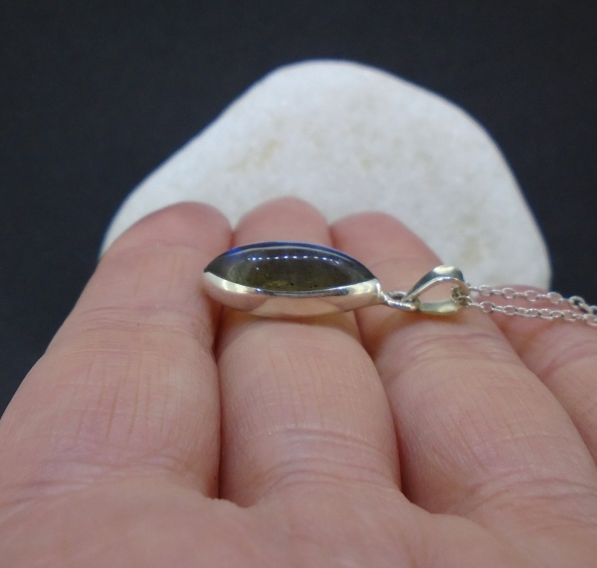 Simple Labradorite Sterling Silver Pendant