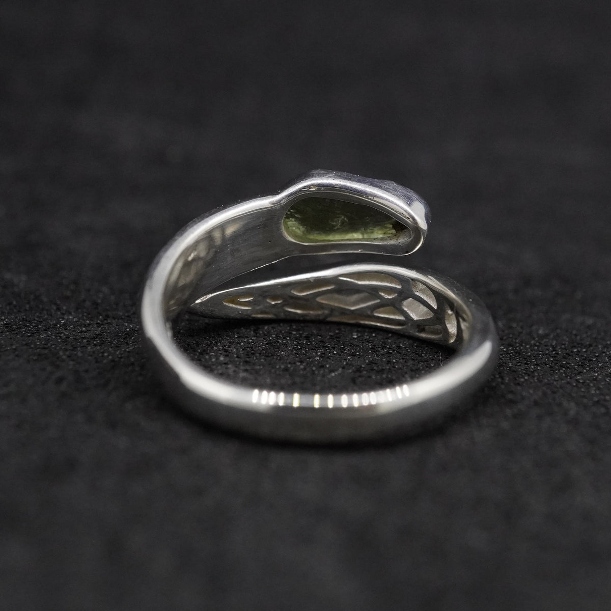 Moldavite Sterling Silver Celtic  Ring