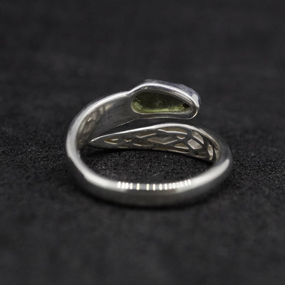 Moldavite Sterling Silver Celtic  Ring