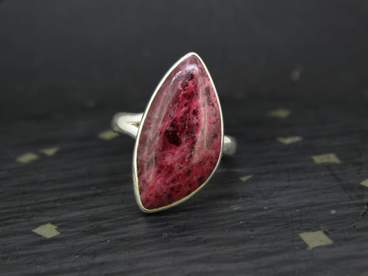 Thulite Sterling Silver Adjustable Ring