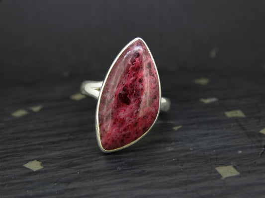 Thulite Sterling Silver Adjustable Ring