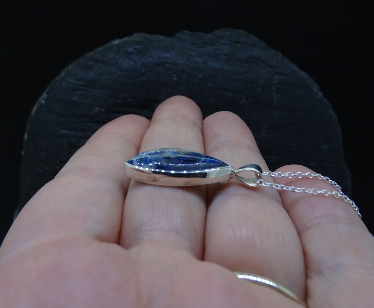 Rare Cornish Azurite Sterling Silver Pendant